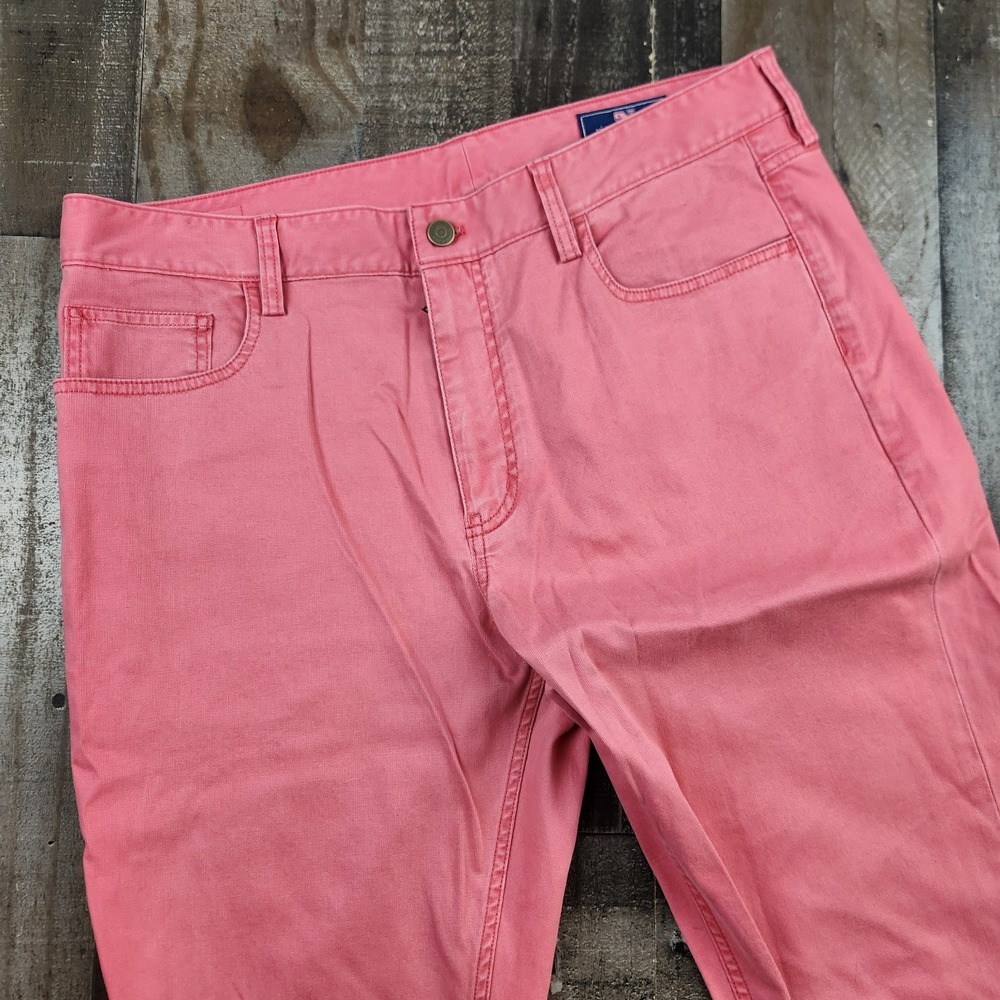 Vineyard Vines Sim Pant Mens size 35x32 Pink Cotton Flat Front Chino Pants